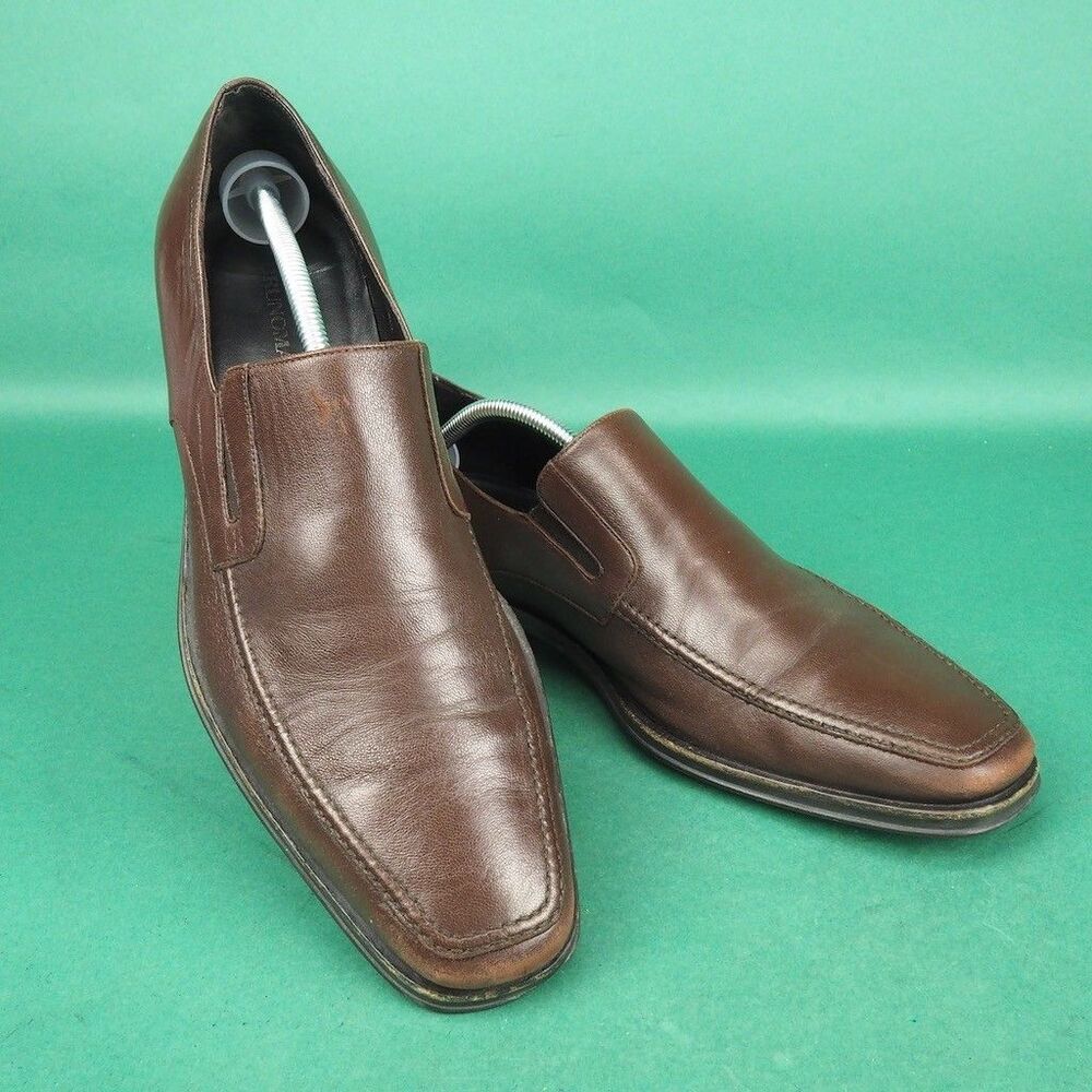 Bruno Magli Raging Nappa Leather Slip-on Loafers Mens 11 M Brown Made In Italy